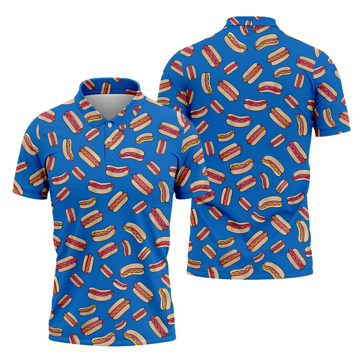 Men's Golf Polo Shirt, Hotdog Funny Golf Shirt, Dad Golf Gift