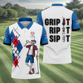 Fore Right Funny Skeleton Golf And Beer Red White Men's Funny Golf Shirts, Polo Shirts For Men