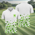 Shenanigans Coordinator Golf Ball Pattern St Patrick Day White Golf Shirt, Golf Tops For Men, Golf Shirts For Men