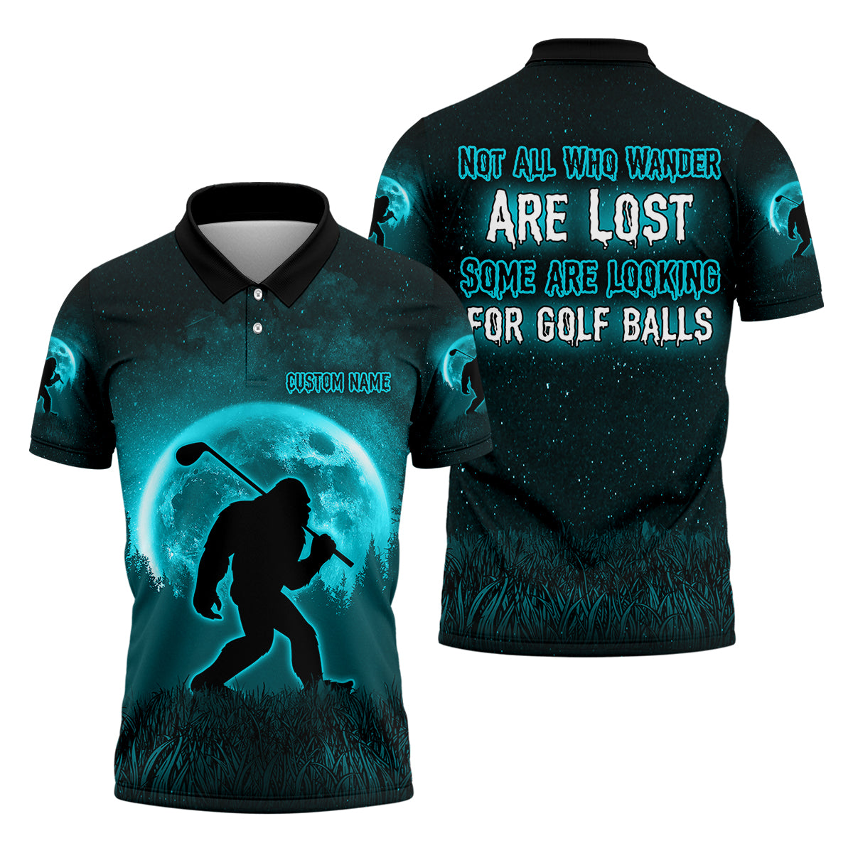 Custom Bigfoot Golf Polo Shirt, Mens Golf Gift, Funny Golf Shirt, Golf Gift For Dad