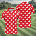 Red Tropical Leaf Hawaiian Golf Shirt, Mens Golf Polo, Golf Shirts For Men