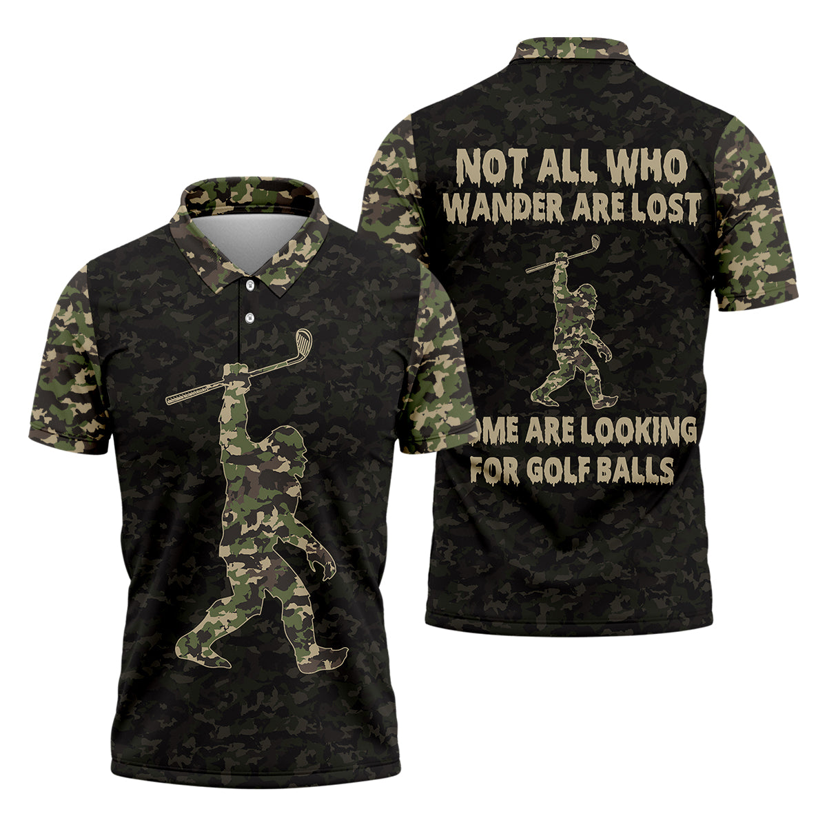 Funny Bigfoot Men's Golf Polo Shirt, Mens Golf Shirt, Funny Golf Shirt, Gift For Golfers