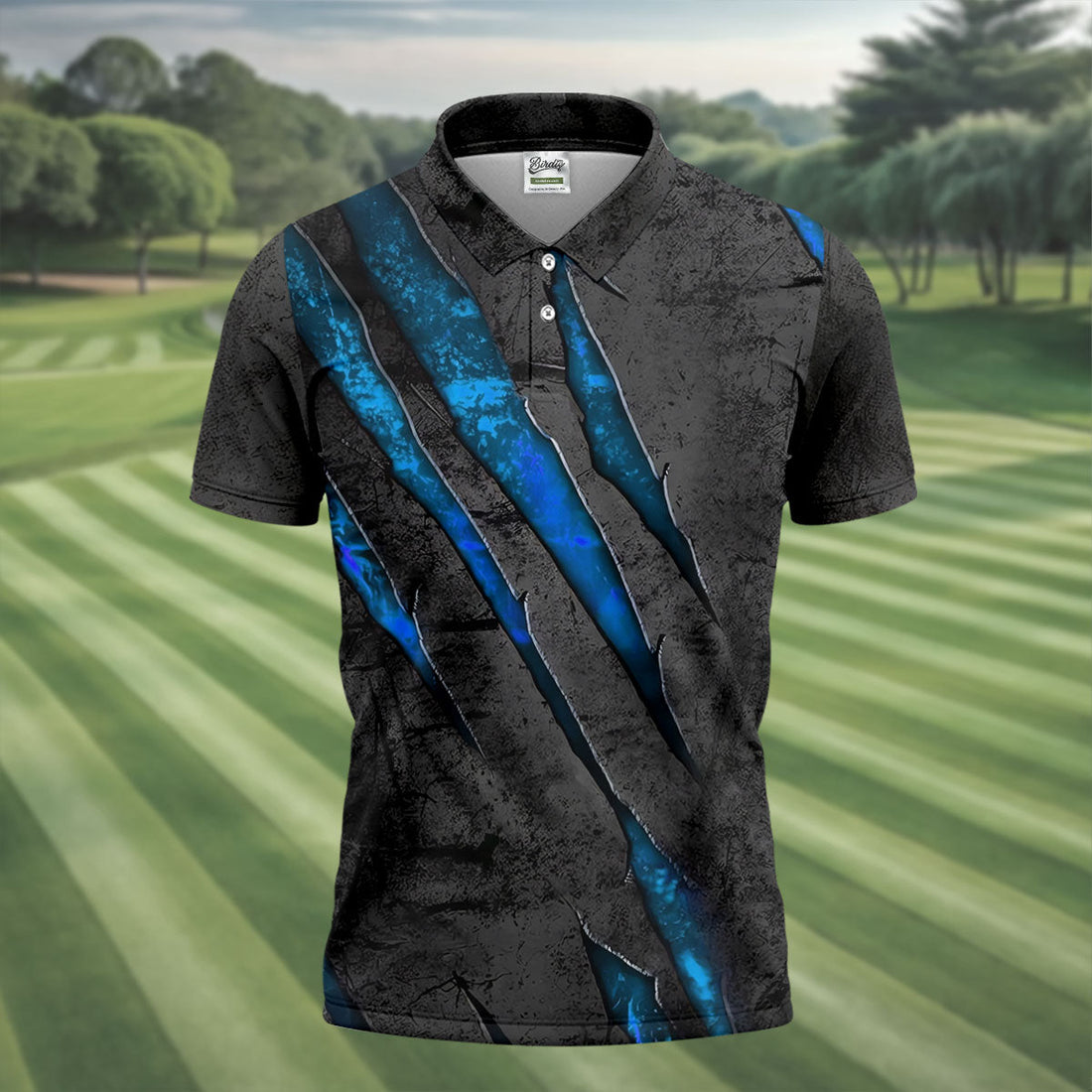 Blue Claw Marks Hawaiian Golf Shirt, Scratch Print Men's Golf Shirt, Polo Shirts For Men