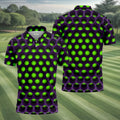 3D Effect Circular Pattern Green Golf Shirt, Cool Golf Outfit, Men's Funny Golf Shirts, Polo Shirts For Men