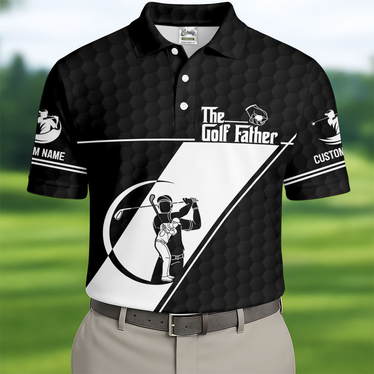 The Golf Father Golf Ball Pattern Father's Day Golf Shirt, Golf Gift For Dad, Polo Shirts For Men