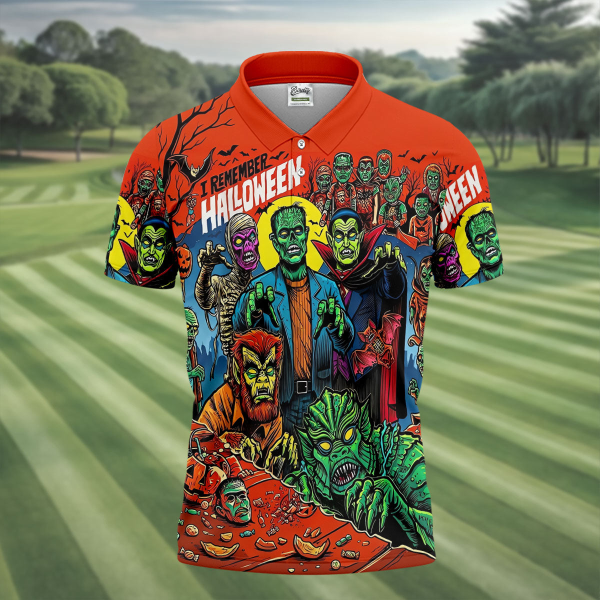 I Remember Halloween Classic Monster Golf Polo Shirt, Men's Golf Shirts, Hawaiian Golf Shirt
