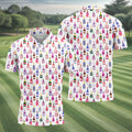 Champagne Bottles Seamless Pattern Watercolor Style Retro Golf Shirt, Polo Shirts For Men, Golf Shirts For Men