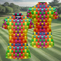 Colorful Interlaced Ribbon Pattern Hawaiian Golf Polo, Golf Tops For Women, Golfing Apparel