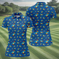 Funny Whack Fuck Comic Golf Ball Navy Polo Shirt, Womens Golf Tops, Printed Golf Shirts