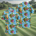 Hawaiian T Rex Surfboard Beach Hawaiian Golf Shirt, Mens Golf Polo, Printed Golf Shirts