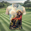 Lion Dreamscape Mist Hawaiian Golf Polo, Golf Tops For Men, Golfing Apparel
