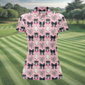 Coquette Pumpkin Boo Pink And Black Cute Golf Outfit, Fun Women's Golf Shirts, Ladies Golf Polos