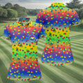Acceptance Awareness Understanding Autism Puzzle Rainbow Gradient Women's Golf Shirts, Ladies Golf Polos