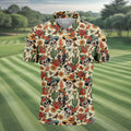 Day Of The Dead Sugar Skull Floral Polo Shirt, Mens Golf Polo, Hawaiian Golf Shirt