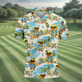 Cute Funny Duck Hawaiian Golf Shirt, Beach Theme Men's Golf Shirt, Polo Shirts For Men