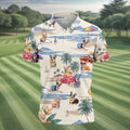 Cute Corgi Beach Vacation Golf Polo Shirt, Golf Polo Shirts For Men, Mens Golf Apparel