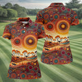 Australian Aboriginal Colourful Art Women's Golf Tops, Australia Kangaroo Ladies Golf Shirts