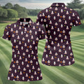 Cute Ghost Butt Halloween Pattern Golf Polo Shirt, Womens Golf Tops, Ladies Golf Shirts