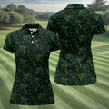 Dinosaurs In The Forest Deep Forest Green Hawaiian Golf Shirt, Women's Polo Shirt