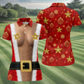 Santa Suit Gold Stars Christmas Golf Shirt, Women’s Golf Polo, Golf Tops For Women