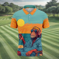 Monkey Gentleman Sunset Coast Hawaiian Golf Shirt, Men's Golf Shirt, Polo Shirts For Men