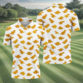 Cute Dinosaur Cookie Pattern Men's Golf Shirt, Golf Shirts For Men, Printed Golf Shirts