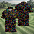 Rainbow Infinity Symbol Autism Awareness Colorful Handprint Golf Shirts For Men, Polo Shirts For Men