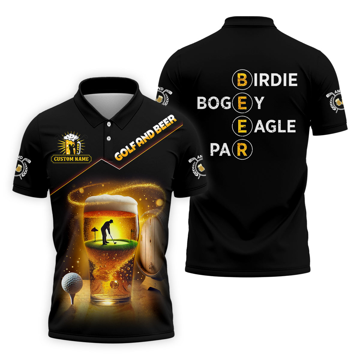 Golf And Beer Custom Golf Polo Shirt, Funny Golf Shirt, Gift For Golfers