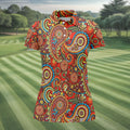 Paisley Design Golf Shirt For Women, Boho Pattern Ladies Golf Shirts, Women's Sleeveless Golf Shirts