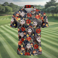 Cute Possums Hibiscus Flowers Golf Polo, Island Foliage Hawaiian Golf Shirt, Golf Tops For Men, Golfing Apparel