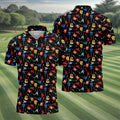 Guitar Pattern Hawaiian Golf Shirt, Music Lover Men's Golf Shirt, Polo Shirts For Men