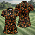 Autumn Bigfoot Forest Pattern Polo Shirt, Women’s Golf Apparel, Hawaiian Golf Shirt, Golf Tops For Women