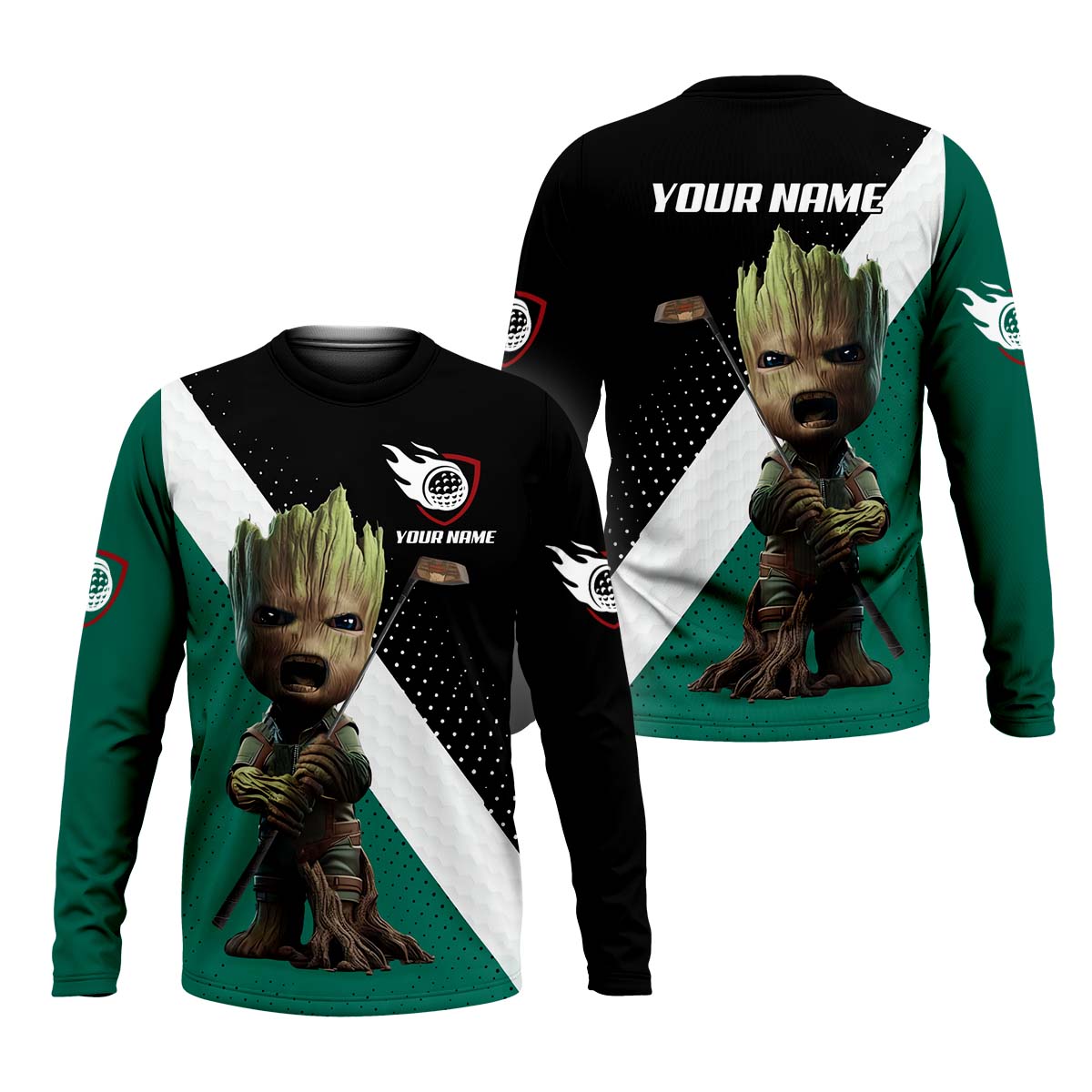 Angry BabyGroot Custom Golf Polo Shirt, Gift For Golfers, Golf Gift Ideas