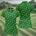 Christmas Characters Golf And Beer Green Women's Funny Golf Shirts, Christmas Golf Shirt, Polo Shirts For Women