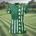 Irish Shamrock Vertical Stripes St Patrick's Day Golf Shirt, Women's Golf Shirts, Ladies Golf Polos