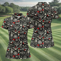 Occult Theme Sketch Style Hawaiian Golf Shirt, Women's Golf Tops, Ladies Golf Shirts