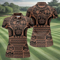 Maori Tattoo Pattern with Traditional Tiki Mask Hawaiian Golf Polo, Golf Tops For Women, Golfing Apparel