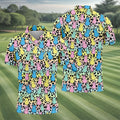 Pastel Easter Bunny Leopard Print Polo Shirt, Mens Golf Apparel, Hawaiian Golf Shirt, Printed Golf Shirts