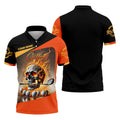Custom Flame Skull Golf Polo Shirt, Golfing Apparel, Mens Golf Gift, Funny Golf Shirt