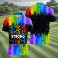 Autism Strong Rainbow Paint Splatter Golf Tops For Men, Autism Awareness Colors Golf Shirts For Men
