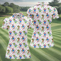 Easter Dinosaur Gradient Pattern Women Golf Top, Fun Women's Golf Shirts, Ladies Golf Shirts