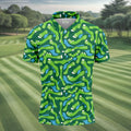 Golf Course Layout Golf Shirt, Fairway Water Hazard Pattern, Golf Shirt For Men