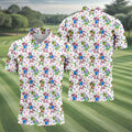 Easter Dinosaur Gradient Pattern Men's Funny Golf Shirts, Golf Shirts For Men, Polo Shirts For Men