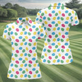 Colorful Easter Eggs White Golf Shirt, Cute Golf Outfit, Ladies Golf Shirts, Women's Polo Shirt