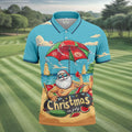 Christmas In July Santa Beach Christmas Golf Shirt, Men's Golf Shirt, Hawaiian Golf Shirt, Printed Golf Shirts