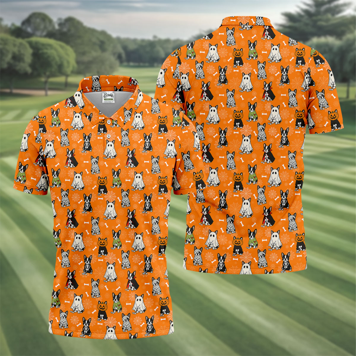Halloween Dog Costume Pattern Golf Polo Shirt, Mens Golf Shirts, Polo Shirts For Men