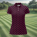 The Pink Taco Seamless Pattern Black Golf Shirt, Women's Golf Tops, Tacos Lover Golf Gift For Ladies