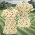 Retro Cocktail Drinks Pattern Golf Polo Shirt, Ladies Golf Tops, Performance Golf Shirt