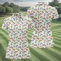 Autism Awareness Rainbow Pattern Colorful Handprints White Golf Shirt, Golf Shirt For Women