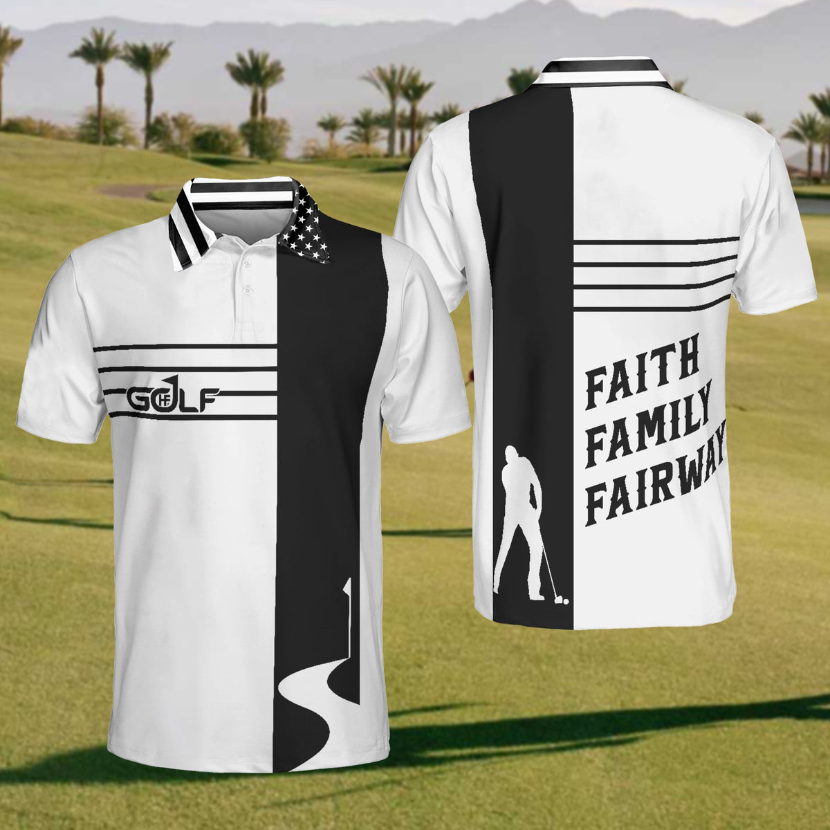 Faith Family And Fairway Mens Golf Polo Shirt, Mens Golf Gift, Golf Gifts For Golfers